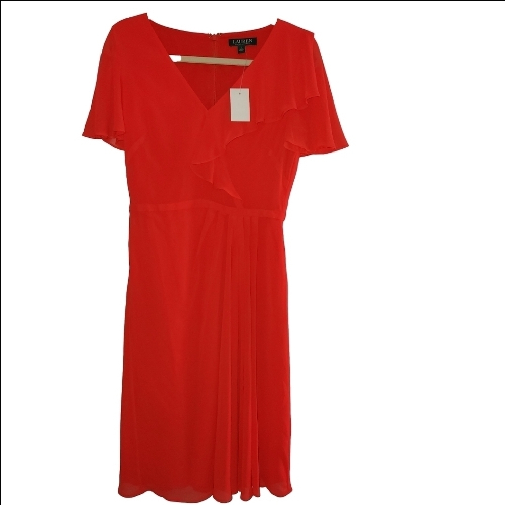 Lauren Ralph Lauren Cutler Dress Faux Wrap V Neck